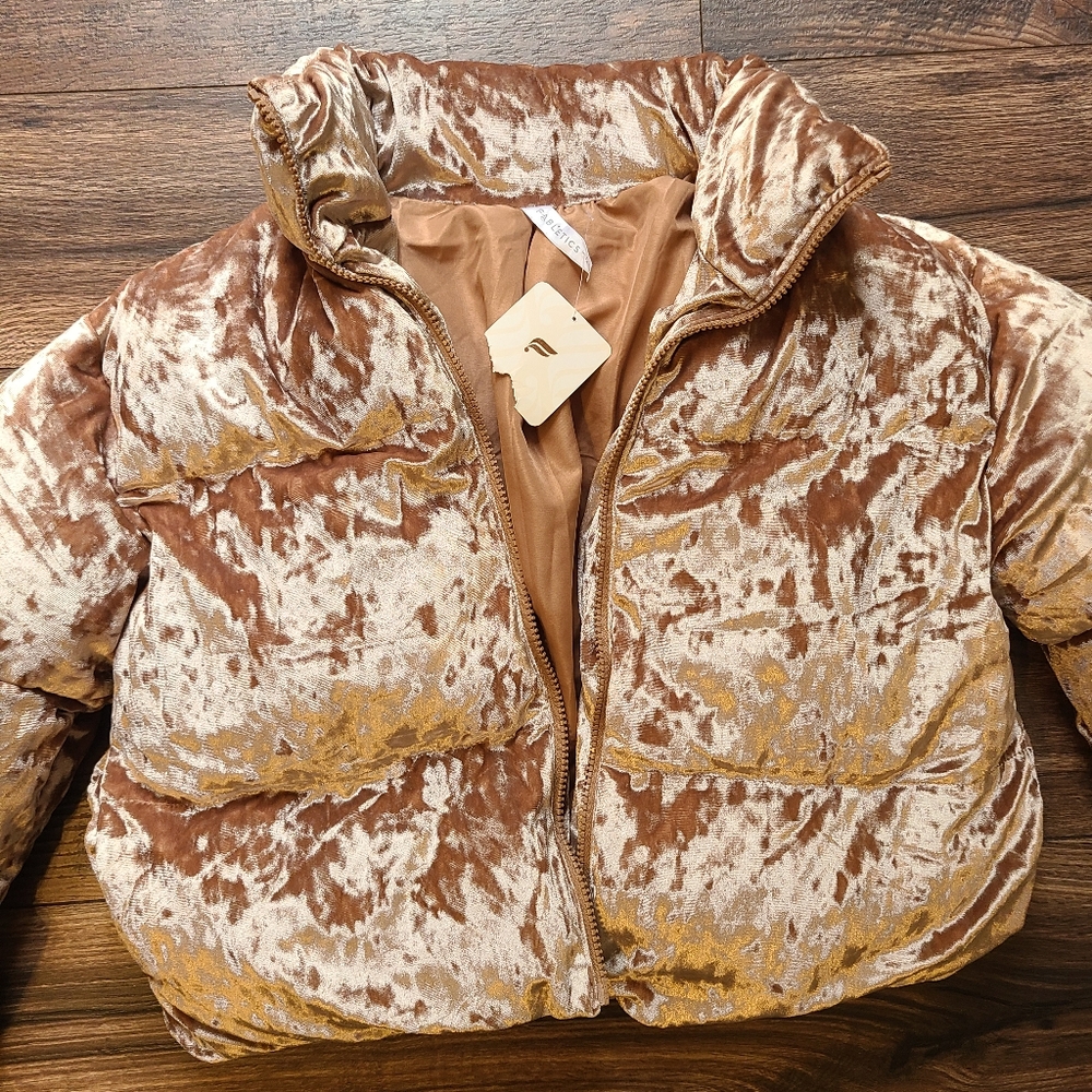 Fabletics Gold and Brown Puffer Jacket